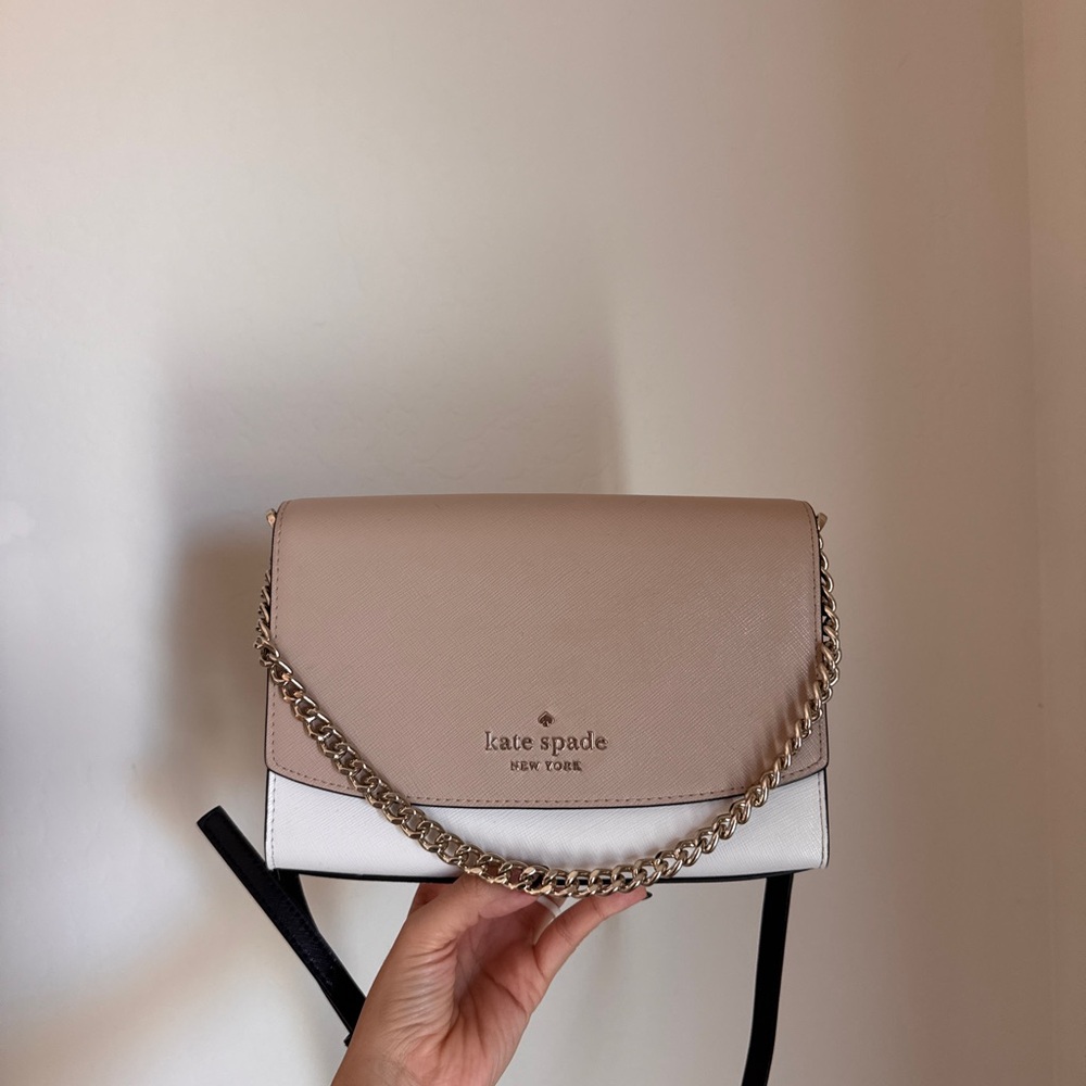 Kate Spade Tan and White Crossbody Bag